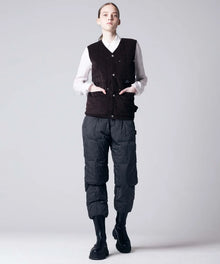 WORK V NECK BUTTON CORDUROY×DOWN VEST