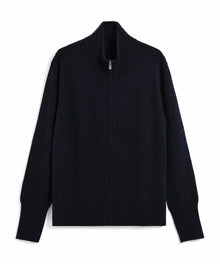 100% CASHMERE FULL-ZIP HIGH-NECK SWEATER