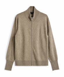 100% CASHMERE FULL-ZIP HIGH-NECK SWEATER