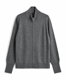 100% CASHMERE FULL-ZIP HIGH-NECK SWEATER