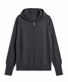 100% CASHMERE FULL-ZIP HOODED SWEATER
