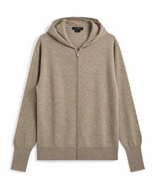 100% CASHMERE FULL-ZIP HOODED SWEATER