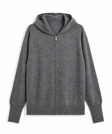 100% CASHMERE FULL-ZIP HOODED SWEATER