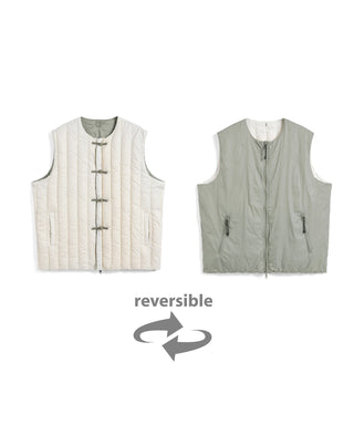 REVERSIBLE CHINA BUTTON INNER DOWN VEST